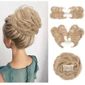 Postiche chignon blond clair effet décoiffé avec peigne pour un style volumineux - Or clair