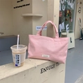 Pink canvas tote bag with Sozakka logo label for casual outdoor shopping and travel - Pink