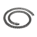 Hip-Hop Vintage Silber Edelstahl Cuban-Kette Halskette mit Antik-Finish auf Weiß - 9mm Breite 45cm Länge Halskette (KN225186-Z)