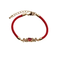 Bracelet ajustable en corde tressée rouge avec breloque MOM dorée et cristal rouge - CB0025 Corde Rouge