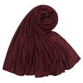 Deep burgundy jersey hijab long scarf for women with soft texture and solid color design - Dark Wine Red