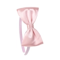 Pink satin bow headband for girls featuring a smooth silky texture and stylish finish - Light Pink
