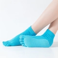 Calze yoga a cinque dita blu brillante con gommini antiscivolo in silicone per il Pilates - Punta Completa-Tinta Unita / Celeste