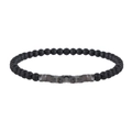 Close-up of coconut shell beads and emperor stone on adjustable woven couple bracelet - ZJ11731-Black Matte Metallic Cube Bracelet