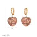 Macro detail of heart-shaped stone earrings with dimensions 3.7cm height and 2cm width - A2-11-Earrings (Beige Marble)