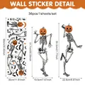 Halloween PVC wall decals set with pumpkin head and skeletons for party decor - Dancing Pumpkin Skeleton Set (36 Pcs) (CT24Y12197T_R) / 30*90cm
