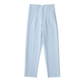 Pantaloni casual da donna a vita alta blu chiaro con gamba dritta e tasche - XS / Pantaloni e gonne / Azzurro
