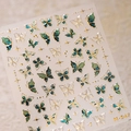 Autocollants à ongles papillon exquis en bleu sarcelle et or avec fini métallisé M-547 - Style Papillon (M-547)