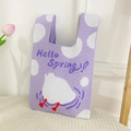 Purple knitted tote bag with white polka dots and 'Hello Spring' duck pattern - Light Purple Duck Playing Water Bag
