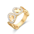Elegant gold-plated stainless steel hollow heart ring with sparkling crystals for women - US 6 / Gold