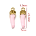 Pink chili pepper charm with gold crown top and size measurements in 20.5mm length - Pink-Gold