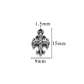 Retro stainless steel cross pendant in antique silver finish with gothic relief patterns - Style Z2305S53/Silver Gun Black