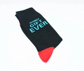 Black mid-calf cotton socks with red heel-toe and Worst Gift Ever pixelated text - One Size / Funny Slogan Style (A113)