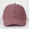 Pink corduroy baseball cap with embroidered mallard duck and adjustable back strap - One Size / Dusky Pink
