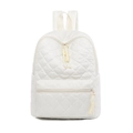 Zaino trapuntato bianco con classico motivo a rombi e tirante della zip decorativo a corda - Bianco
