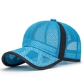 Bright blue breathable mesh baseball cap with black trim for summer outdoor sports - Adjustable / Lake Blue