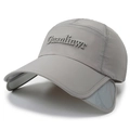 Grey quick-dry sun hat with mesh vents and retractable side brims for outdoor use - Light Gray