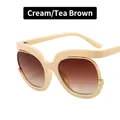 Fashionable oversized sunglasses in cream frames with gradient tea brown lenses - Cream White / Tea Gradient