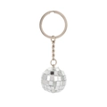 Vue détaillée du porte-clés boule disco argentée avec facettes miroirs réfléchissantes - Type standard / Boule à facettes de 3cm