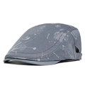 Gray street-style flat cap with white abstract graffiti print and adjustable metal buckle - Grey Abstract Print Style / Gray