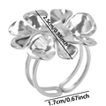 Detailansicht des silbernen Blumenrings mit 2,5 cm Durchmesser und verstellbarer Schiene - Blumen-Stil / Silber