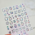 3D silver embossed cartoon nail art stickers with glitter heart and star motifs M-1223 - M-1223 Relief Silver Stamping Jelly Glue