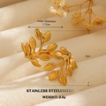 18K vergoldeter Ginkgo-Blatt-Ring aus Edelstahl, offener Ring mit Blattstruktur - Verzweigter Blattstil (564)