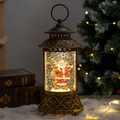 Farol de Navidad vintage caja de música con Papá Noel, reno y efecto de nieve - Linterna Jacquard - Papá Noel con mochila