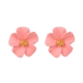 Französische Luxus-Blumenohrringe mit rosa matten Blütenblättern und goldenem Kern - KC Gold/Rosa 4916
