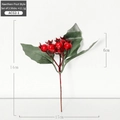 Three artificial hawthorn berry branches with glossy red fruits and green leaves - Style A - 3-Pack Hawthorn Berries - 11.1g