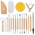 Clay sculpting tool set with wooden handles and metal heads for ceramic and DIY projects - 19-piece Clay Tool Set (8-piece Set + 11-piece Set)