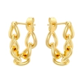 Minimalistische vergoldete Kettenglieder-Ohrringe mit poliertem Vintage-Finish - Gold