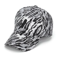 Detail view of stylish leopard print baseball cap featuring textured silver-black tiger stripes - One Size / Silver Grey Tiger Print (B)