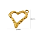 Irregular golden heart pendant with textured surface and size markings 23mm x 20mm - YT7195-Irregular Texture Heart