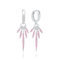 S925 silver hoop earrings with pink crystal spikes and geometric fringe charms - 15-Pink Zirconia Spike Tassel