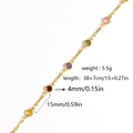 Close-up of gold chain necklace showing 5.5g weight and 38+7cm length specifications - Multicolor Round Gemstone Medium Chain (Style 9)
