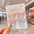 Cute butterfly hair clips set in cream, pink, and purple on a princess display card - 8# Pink Purple Butterfly Set of 4