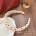 Padded white headband with red polka dots 3cm wide vintage style hair accessory - White Large-3cm