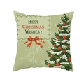 Vintage grüner Weihnachts-Kissenbezug mit dekoriertem Baum und festlichem Schriftzug - Retro Weihnachtsbaum Wünsche - Dunkelgrün