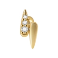 Gold plated lightning bolt stud earring with white zircons and stainless steel chain - Gold Three Stone Style (#6)