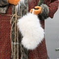 Calza natalizia in pelliccia sintetica bianca 18cm per decorazioni festive - Piccolo / Bianco