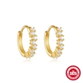 Gold-plated S925 sterling silver hoop earrings featuring sparkling white zircon accents - Row Zirconia Hoop