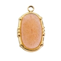 Ciondolo in acciaio inossidabile dorato con pietra naturale ovale rosa arancio stile - Pietra del sole