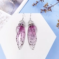 S925 silver butterfly wing earrings in purple gradient with silver foil inlay - Pink-Silver Foil