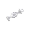 Detailed view of a silver candy-shaped pendant with a polished metallic finish and link ring - VD1541 Platinum (Candy)