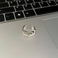 Minimalist double-layer silver open ring featuring irregular metal and white pearls - Pearl Double Layer Opening Style(JZ0707)