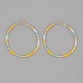 Grandi orecchini a cerchio boho con perline Miyuki colorate giallo blu e bianco per donna - Stile G/Giallo Bianco Blu Oro