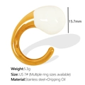 Goldener Edelstahlring mit weißem Emaille-Tropfen und verstellbarem Design - US 7 / JZ46-Weiß Emaille Gold