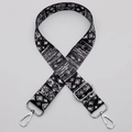 Ethnic style black and white geometric wide shoulder strap with silver metal hooks - No. 621 Silver Hook