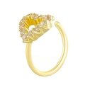 Golden open nose ring with a sparkling heart design encrusted with brown gemstones - Heart
